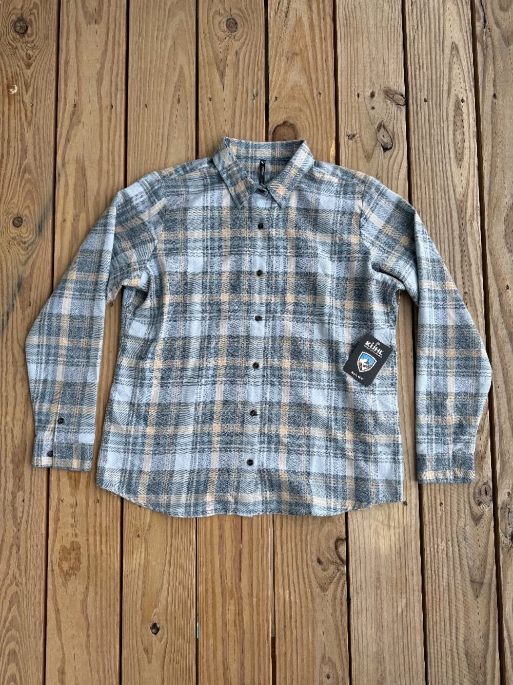 New KUHL Whisper Flannel Women's XL Lightweight Button Up Shirt Light Blue